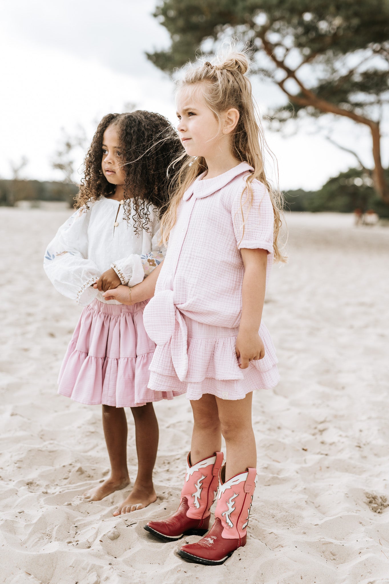 Navy Natural - blouse Faye - pink mousseline