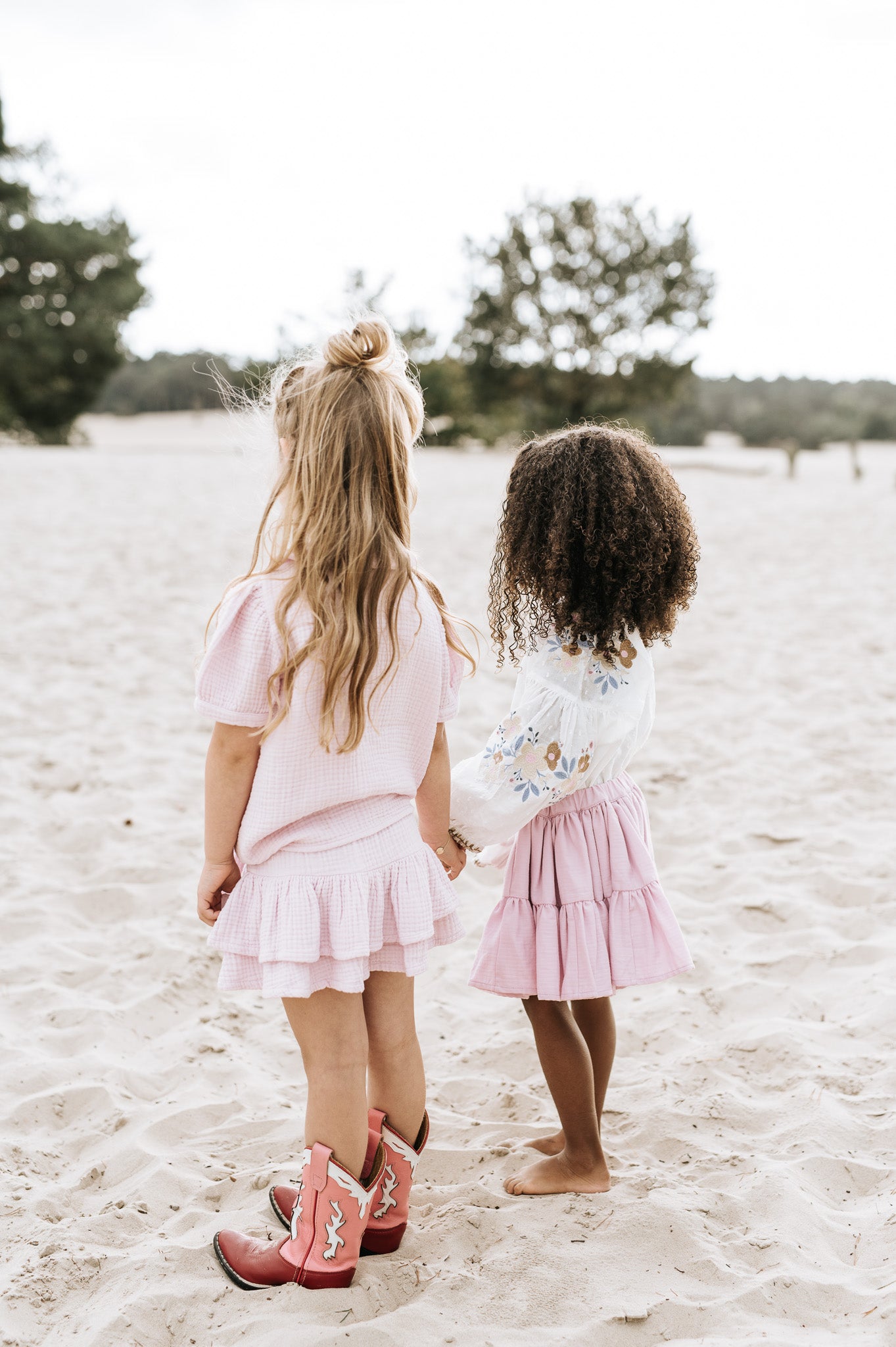 Navy Natural - blouse Faye - pink mousseline