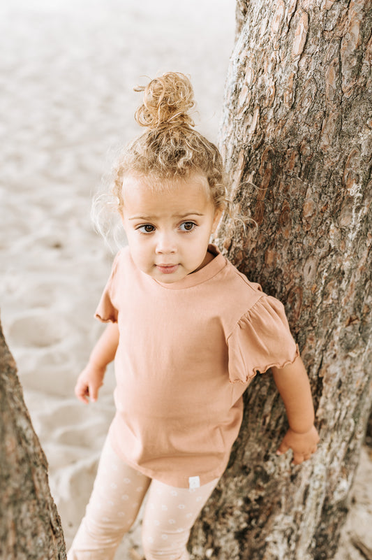 Navy Natural - ruffle top - cork