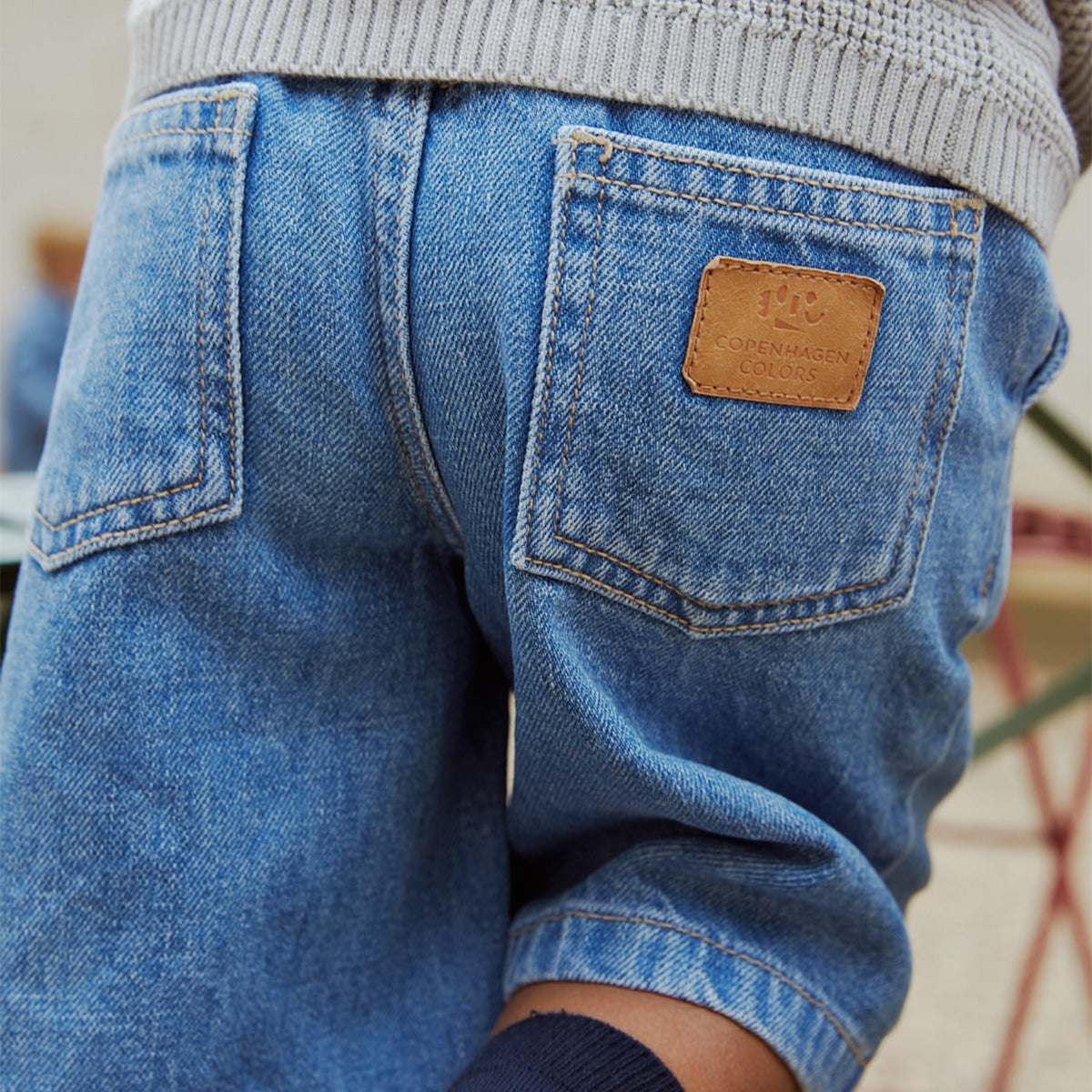 Wide leg denim short - light blue indigo washed