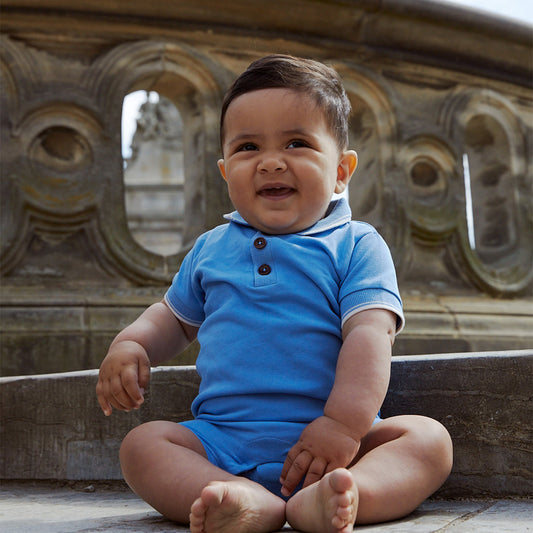 Copenhagen Colors - pique polo romper - sky blue