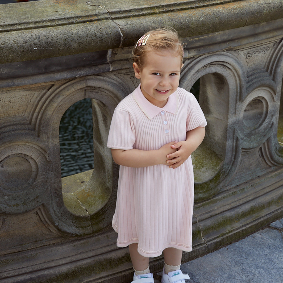 Polo knitted dress - ballerina pink