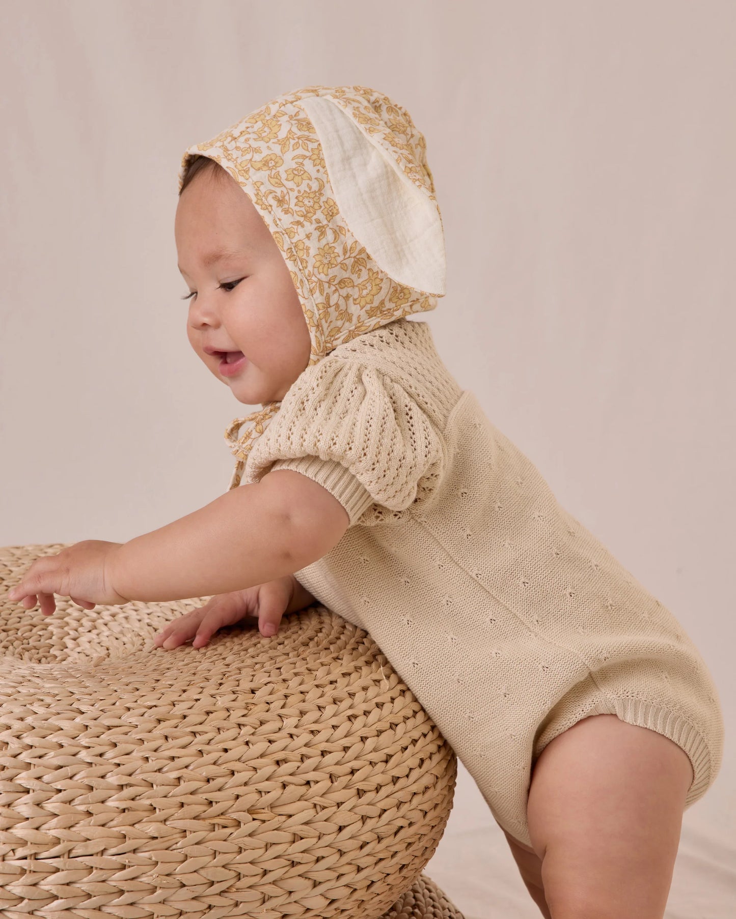 Quincy Mae - pointelle knit romper - natural cream