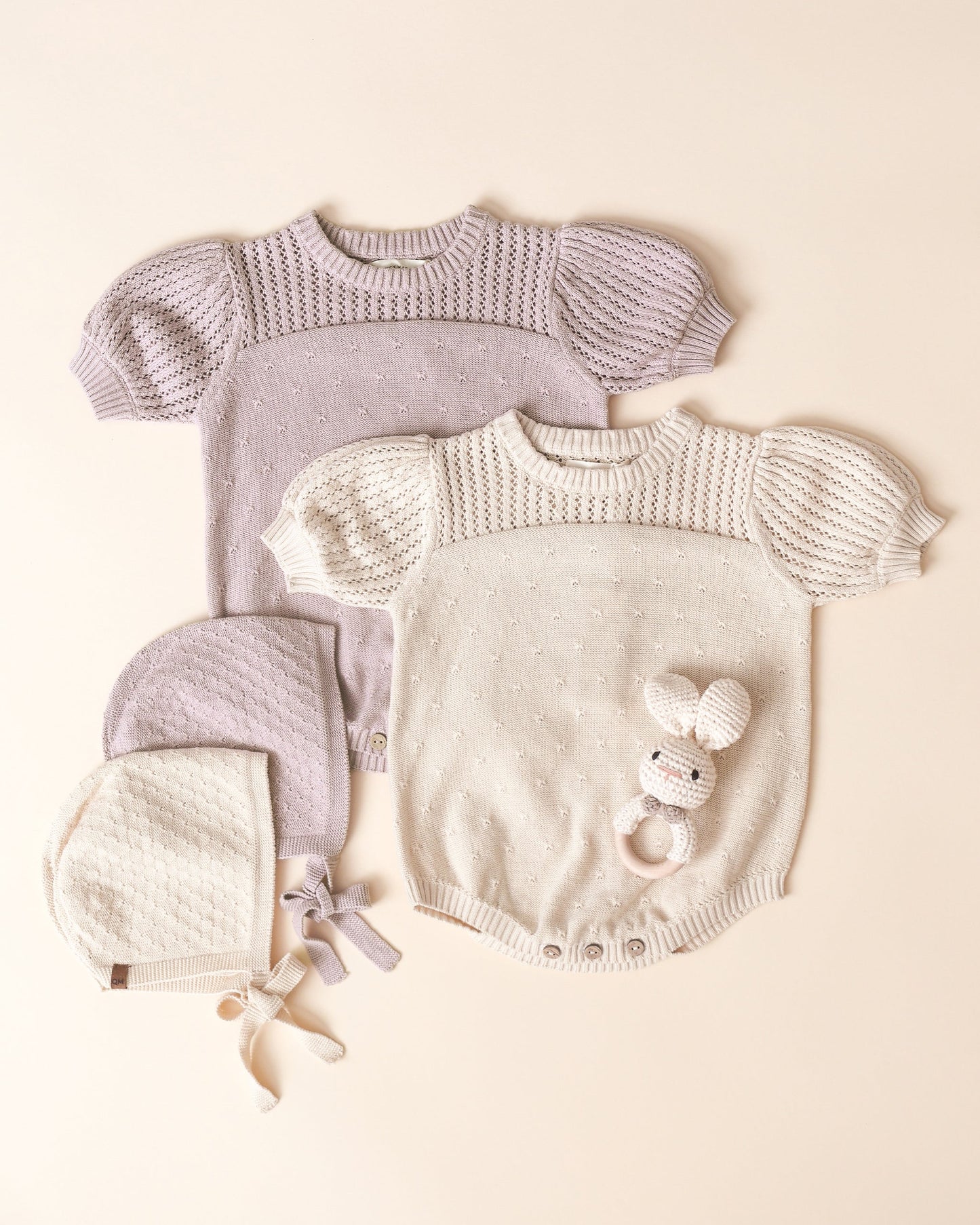 Quincy Mae - pointelle knit romper - lavendel