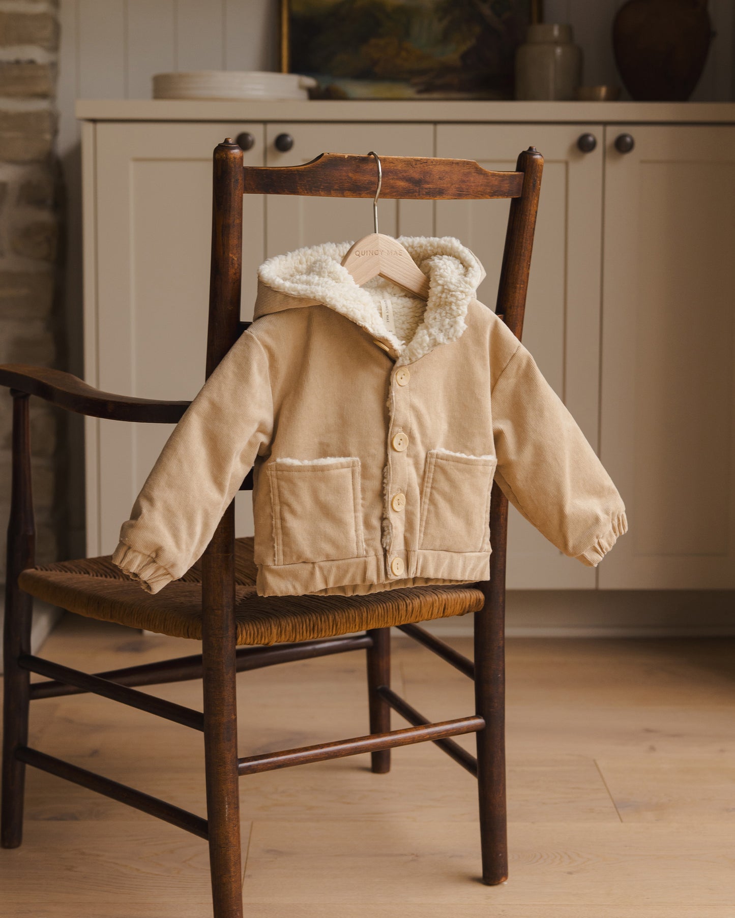 Corduroy hooded jacket - latte