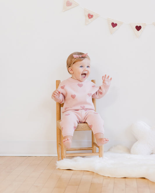 Quincy Mae - knit sweater Heart - bubblegum pink