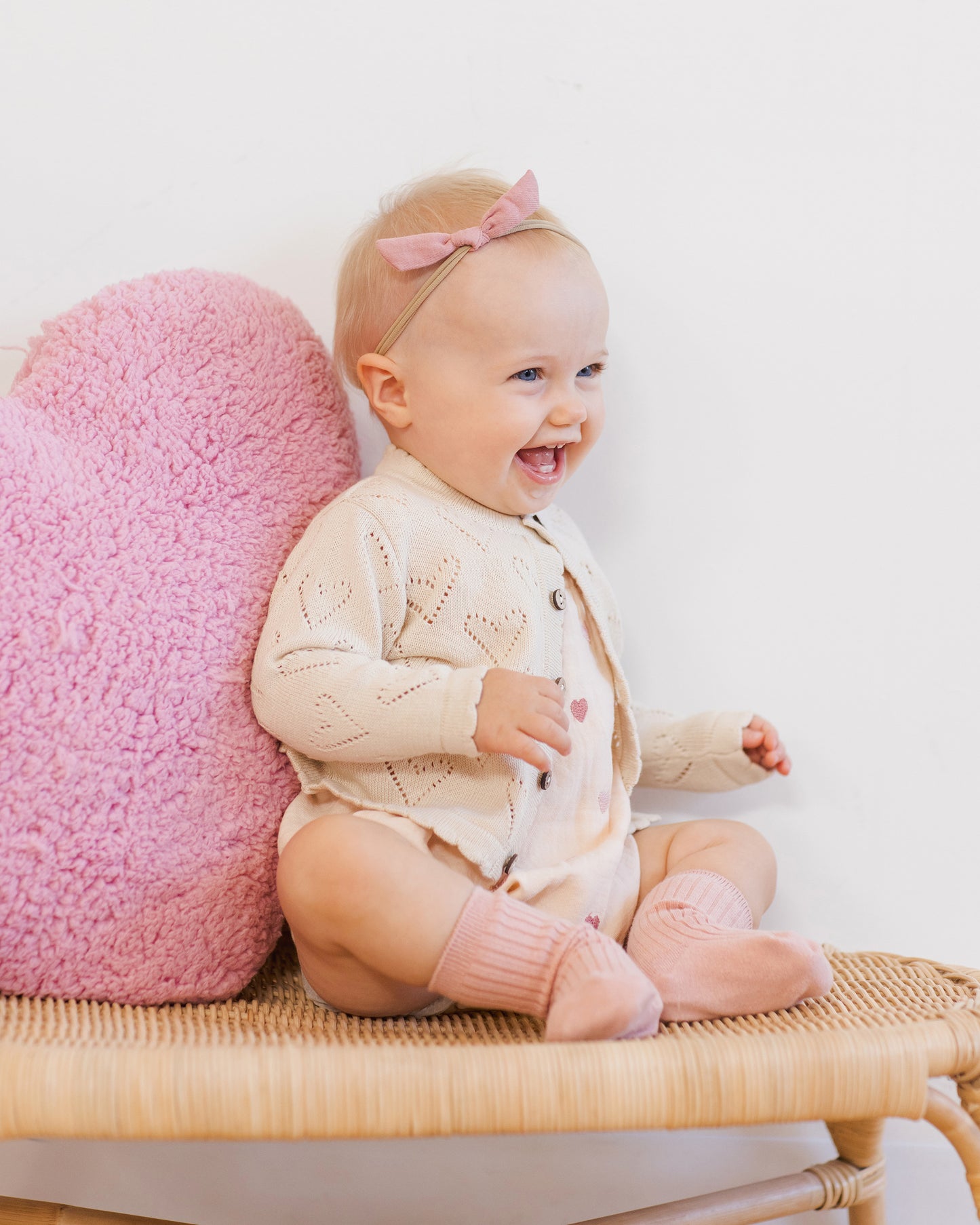 Quincy Mae - knit heart cardigan - ivory
