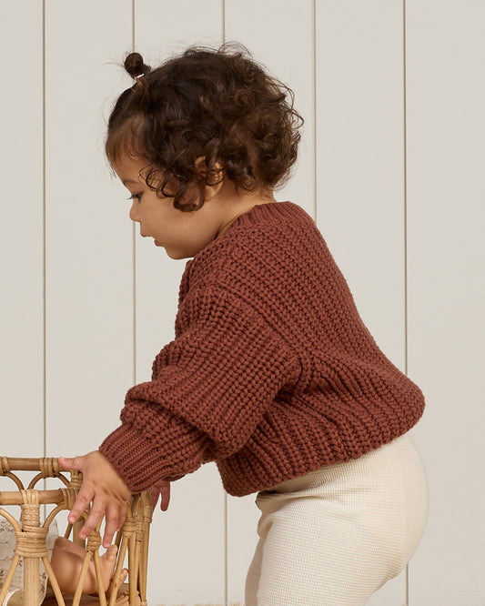 Quincy Mae - chunky knit sweater - cranberry