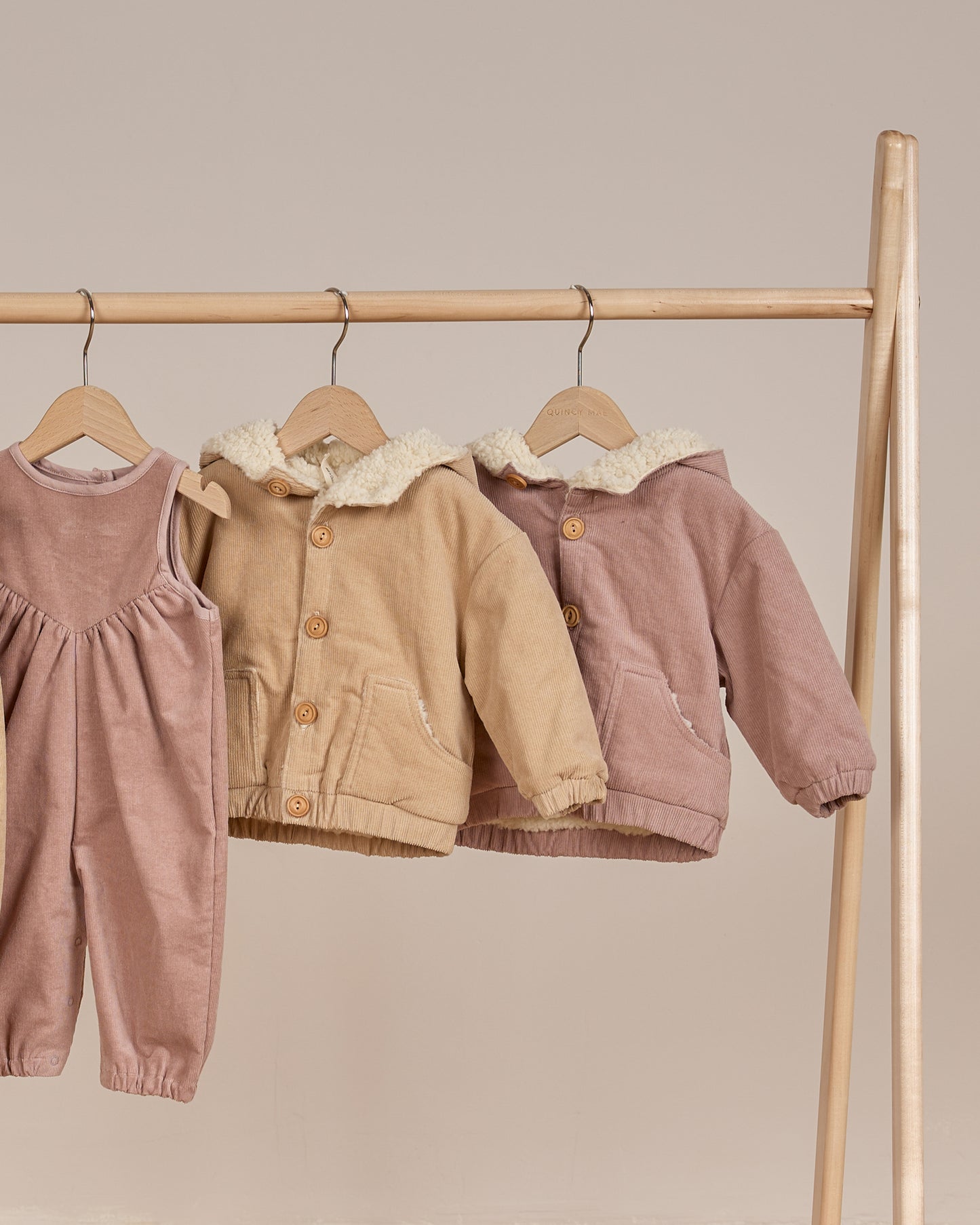 Corduroy hooded jacket - latte