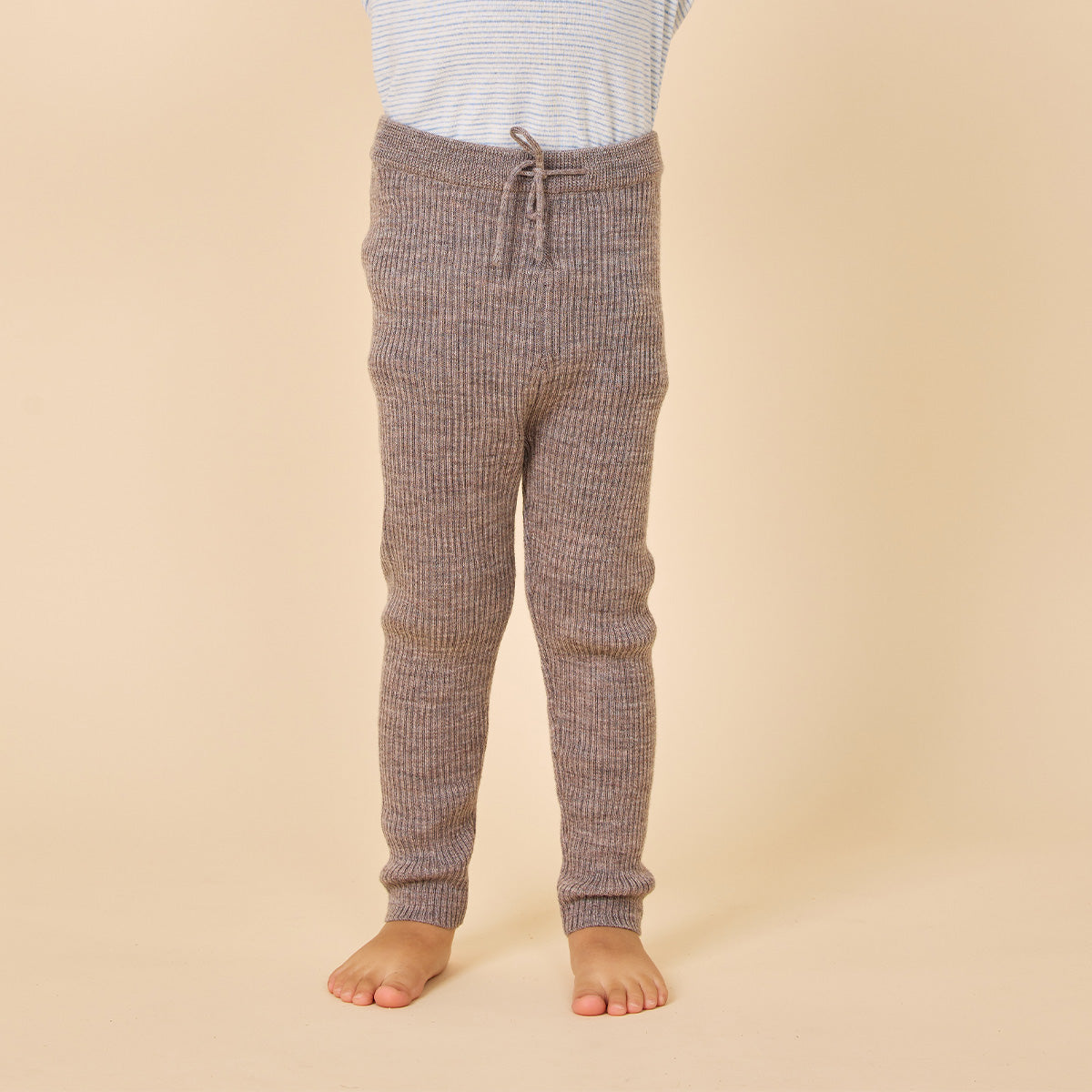 Merino classic rib legging - natural melange