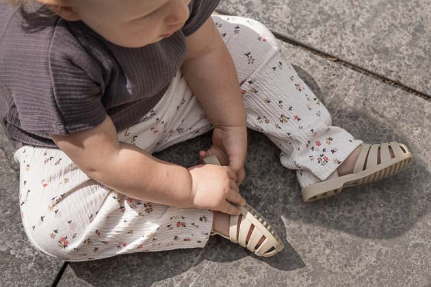 Broek bloemen - offwhite