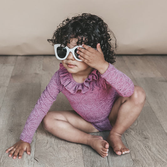 Salted Stories - broderie longsleeve swimsuit - dusky orchid