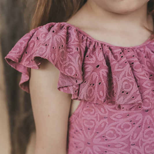 Salted Stories - broderie swimsuit - dusky orchid