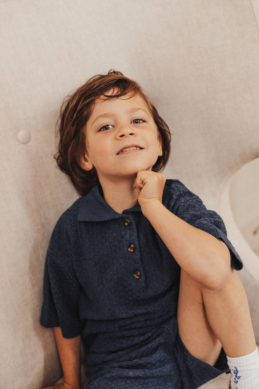 Baje Studio - knitted polo Milo - blue dark