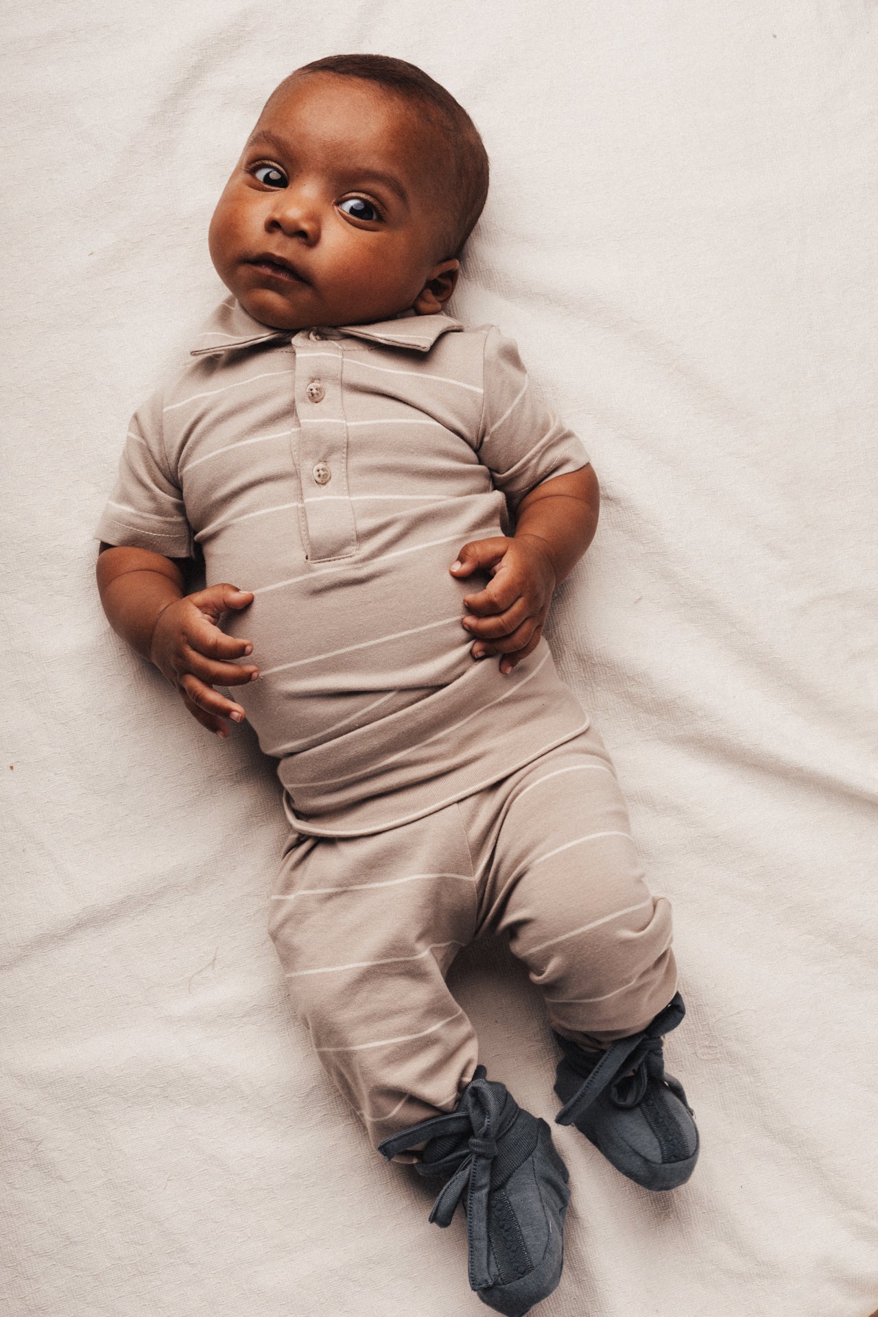 Baje Studio - striped bodysuit Meco - taupe clay