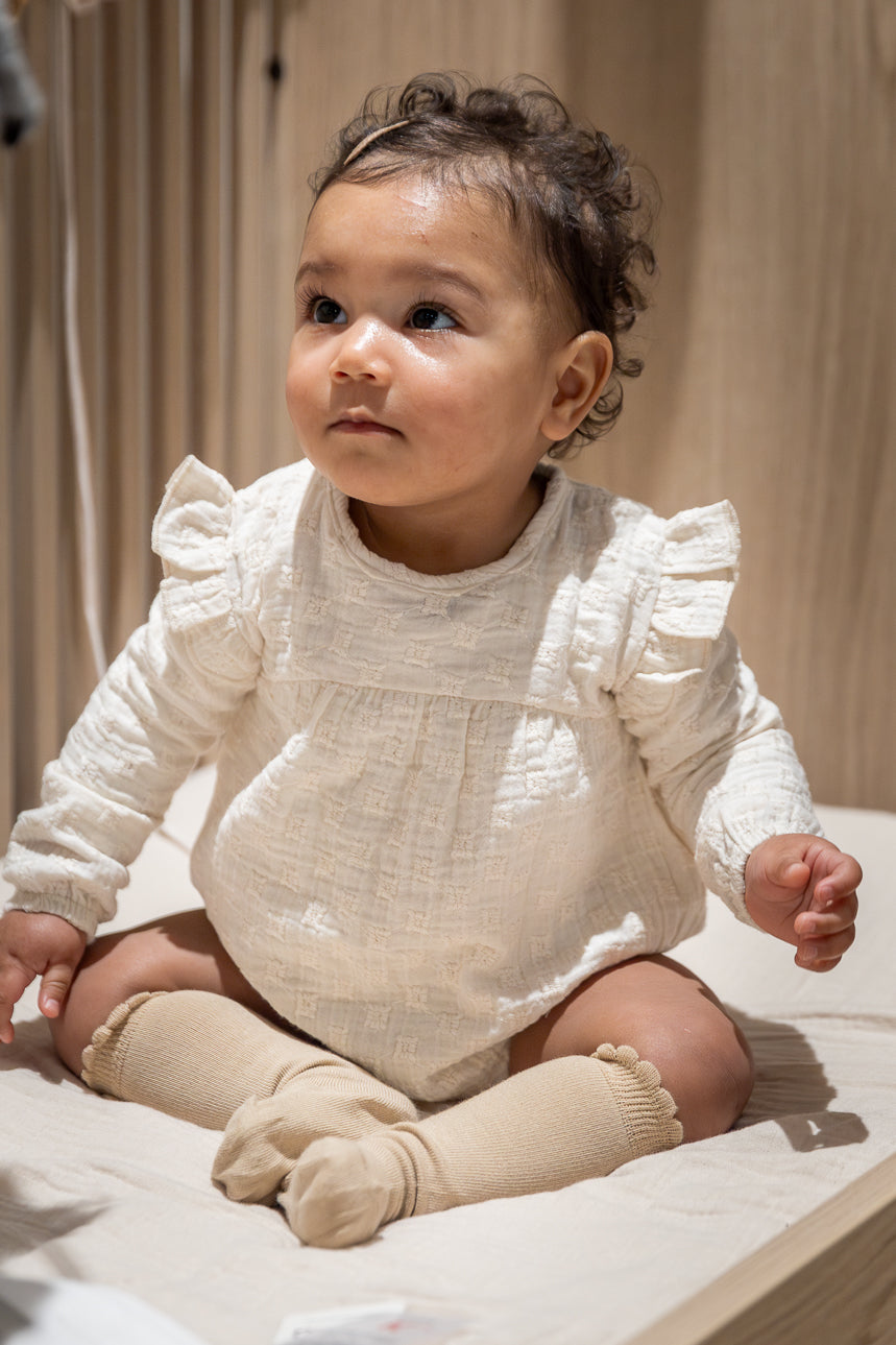 Romper Layla woven white embroidery - crème
