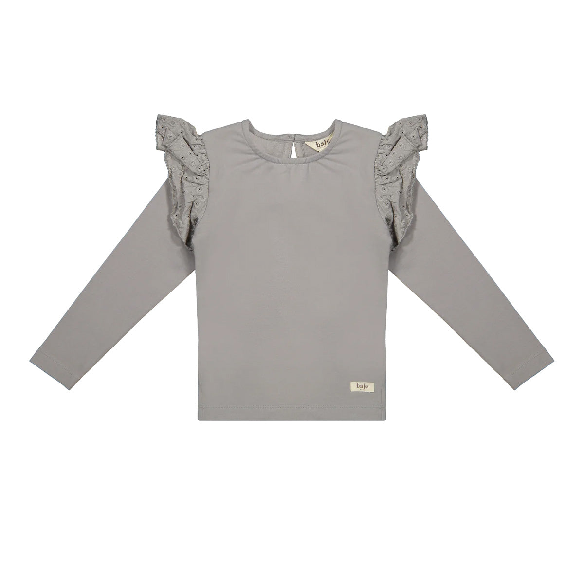 Ruffle jersey top Alicia - greyish blue