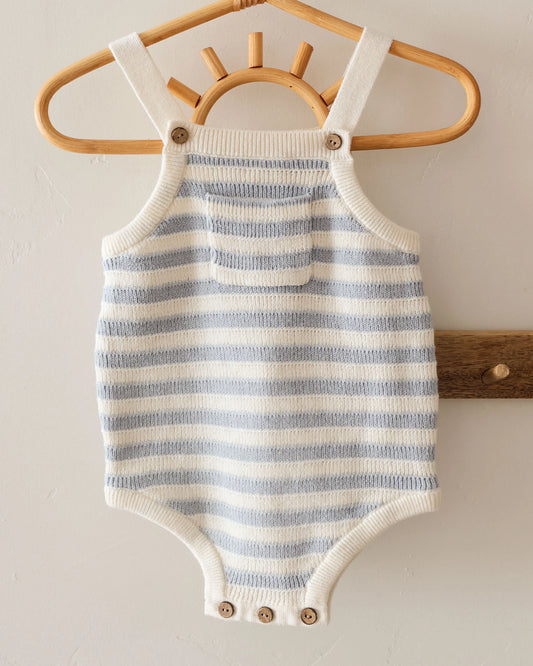 Rylee + Cru - knit romper Ashton - blue stripe
