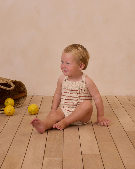Rylee + Cru - knit romper Ashton - poppy stripe