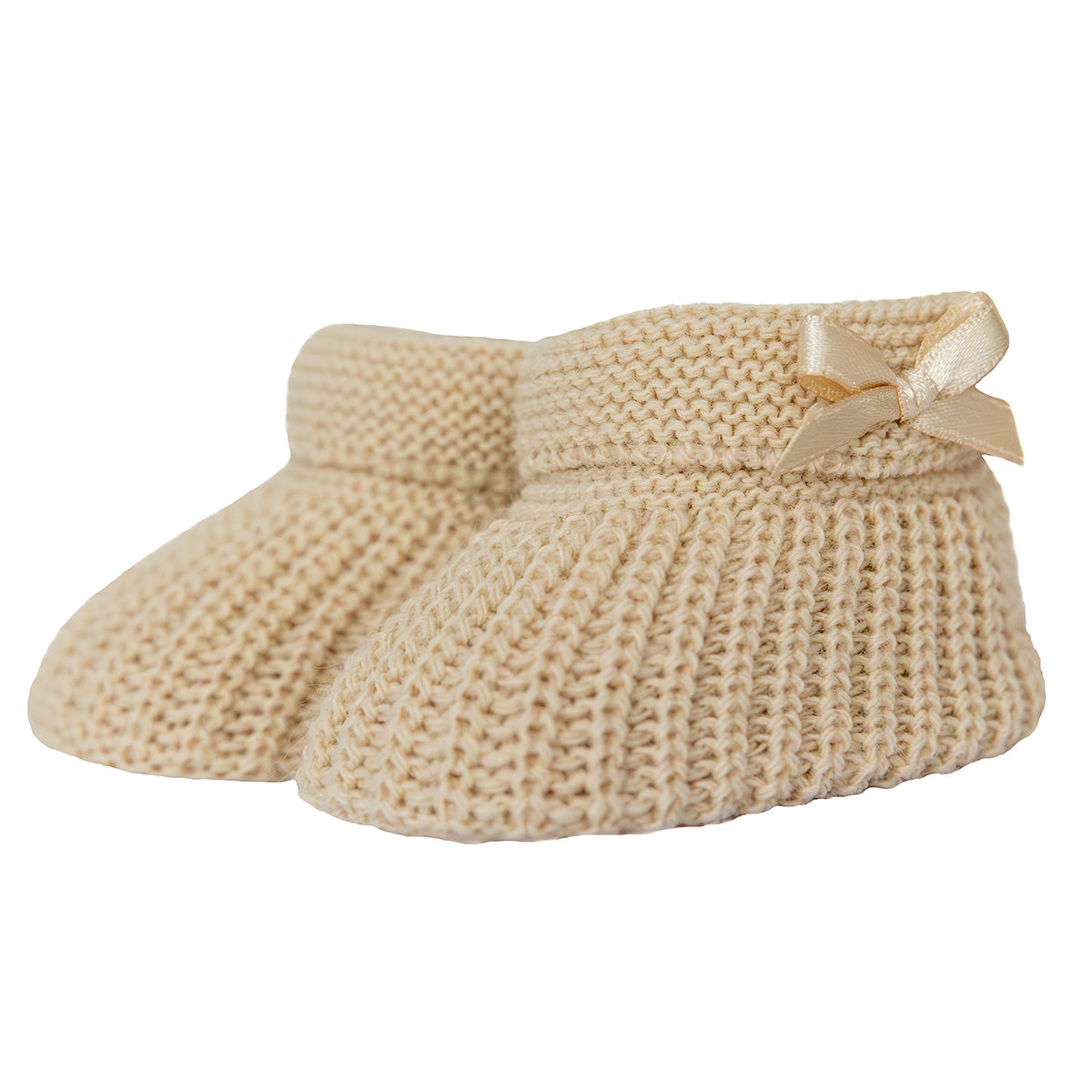 Gebreide baby slofjes - beige