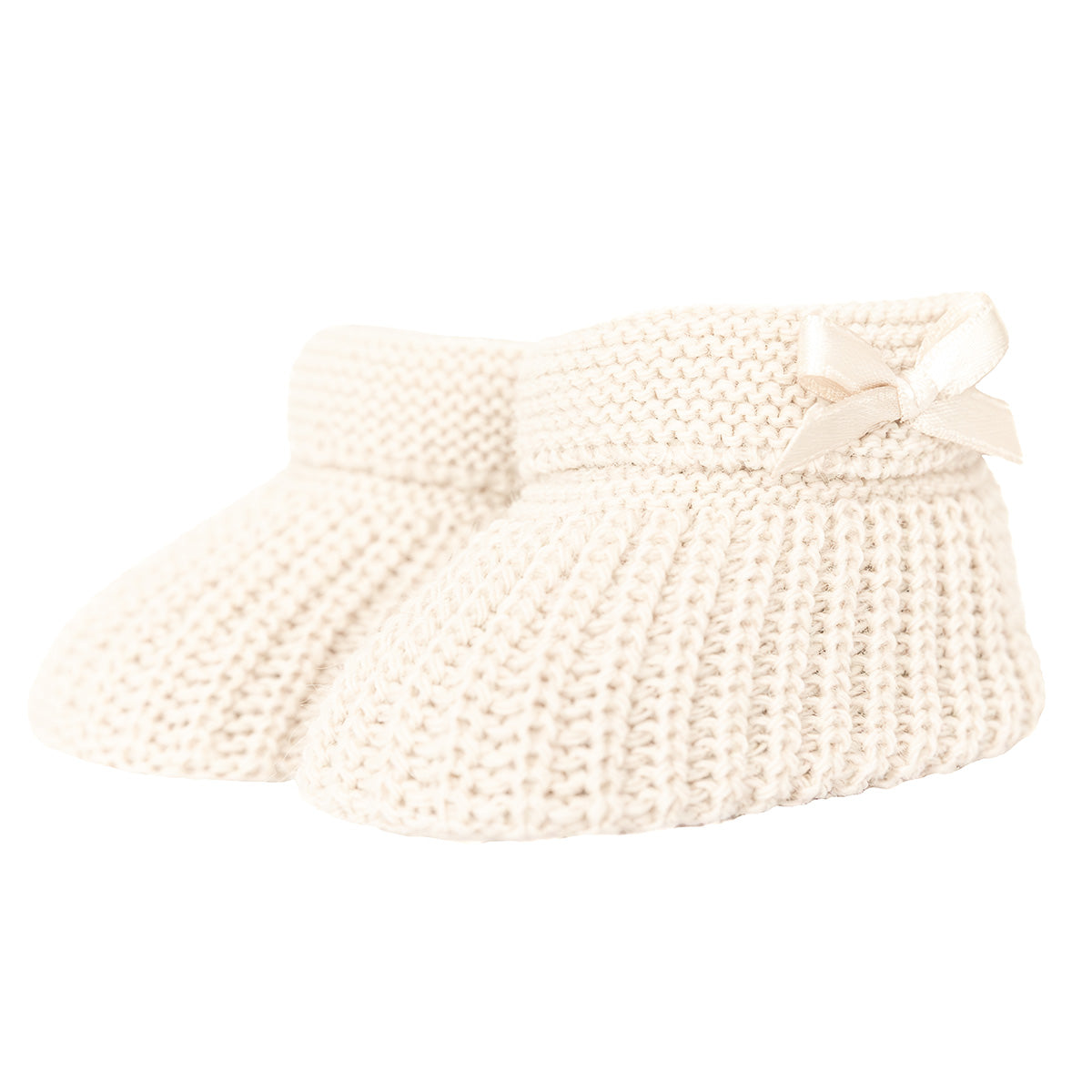 Gebreide baby slofjes - parel