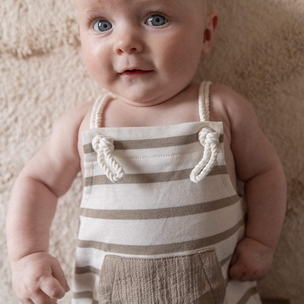 Bib shorts stripe ~ taupe