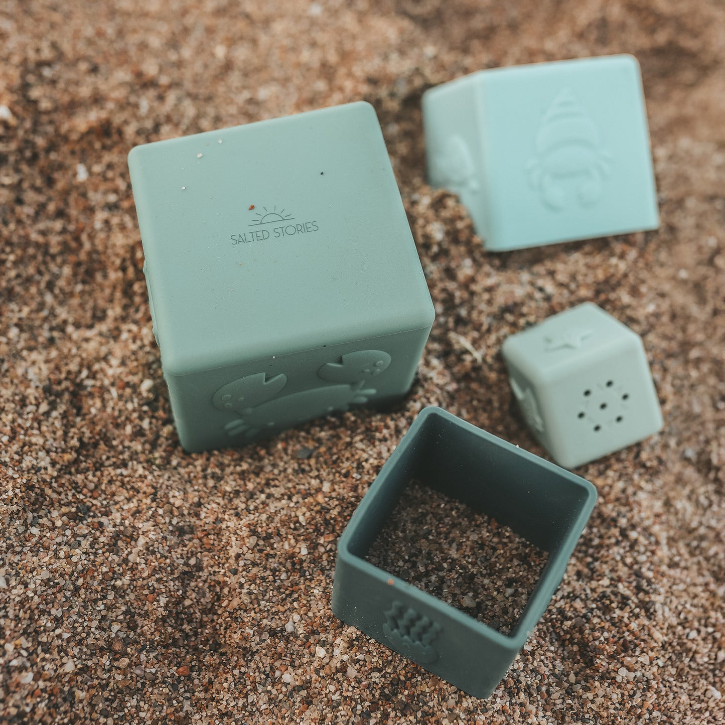 Salted Stories - stacking tower Solid - aqua blue