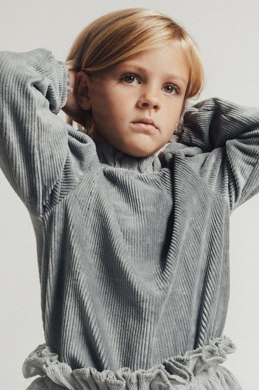 Baje Studio - rib longsleeve Avanti - greyish blue