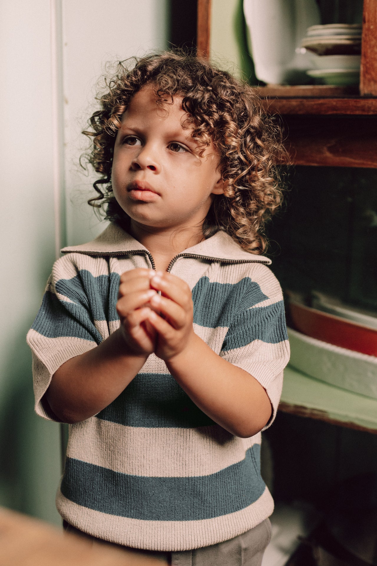 Baje Studio - striped knit polo Fao - blue ocean