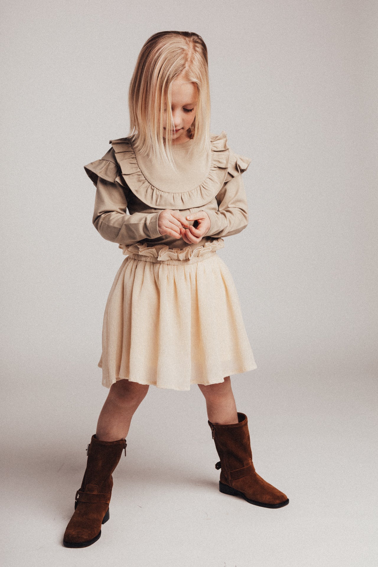 Crincle woven skirt Birre - crème oat
