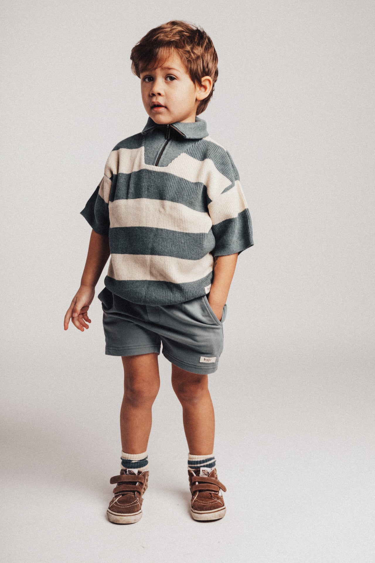 Baje Studio - striped knit polo Fao - blue ocean