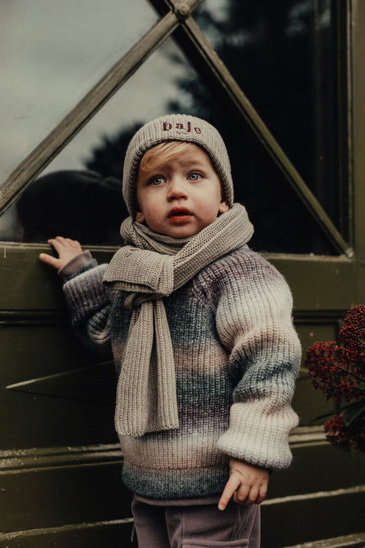 Baje Studio - knitted sweater Bern - grey melange stripe