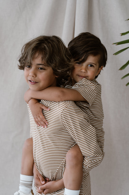 Navy Natural - T-shirt Sem - biscuit stripe