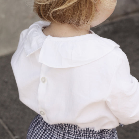 Blouse with frill ~ snow white