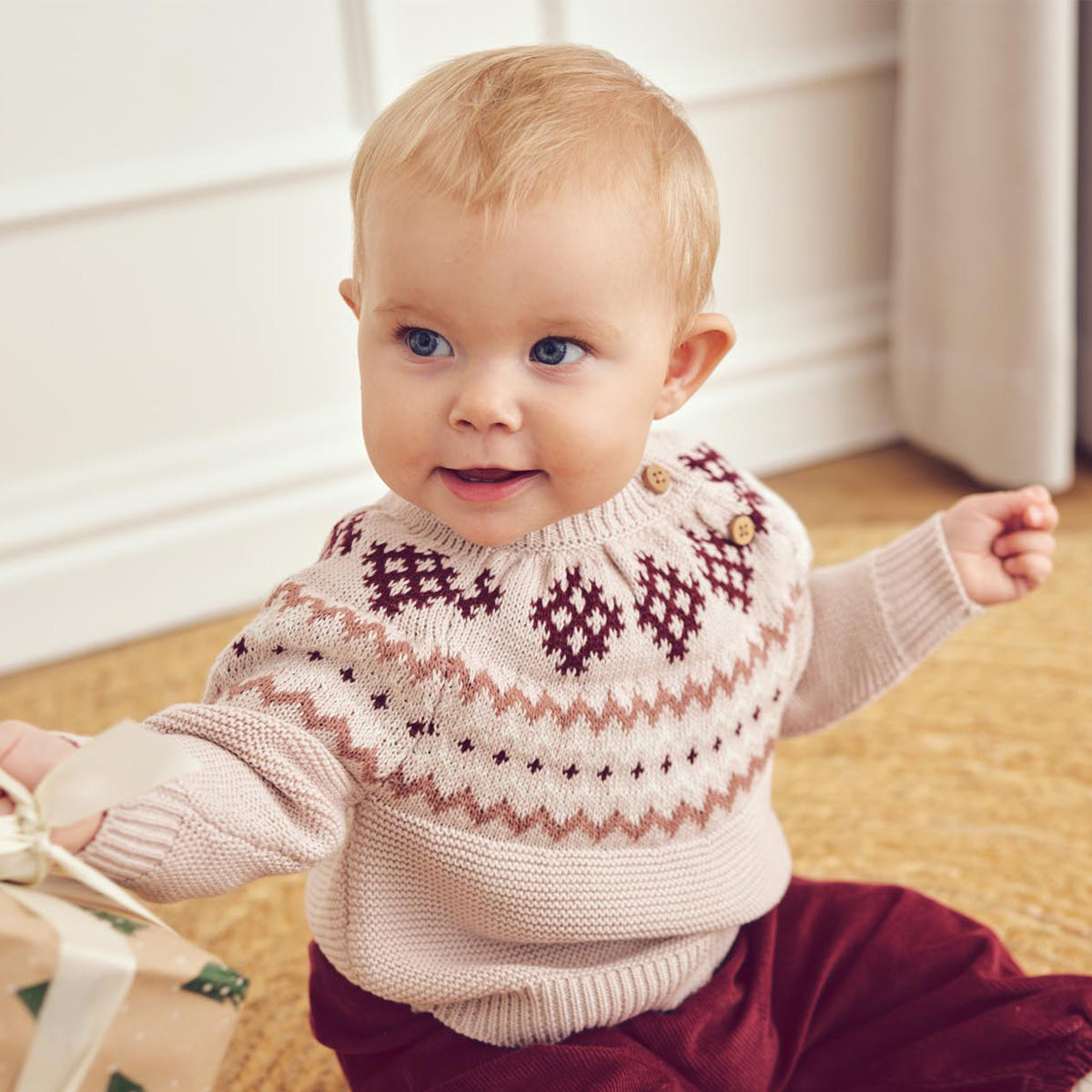 Knit jacquard sweater - nightingale pink