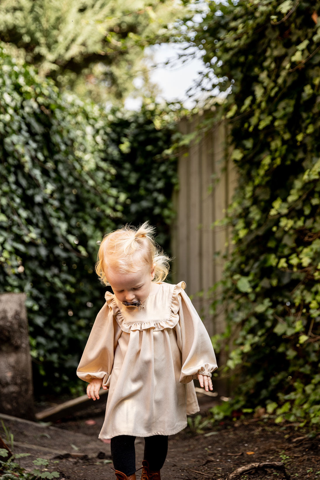Gold ruffled dress