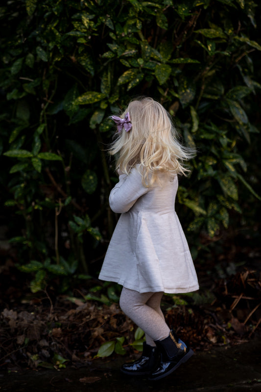 Copenhagen Colors - merino cable dress with hearts - pale cream melange