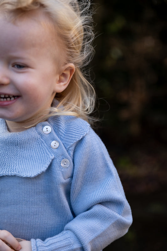 Copenhagen Colors - merino marguriette blouse - dusty blue