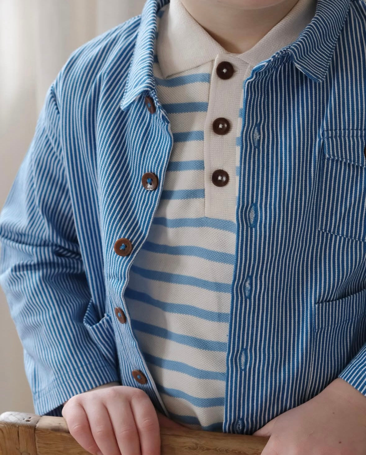 Pique stripe polo shirt - sky blue stripe
