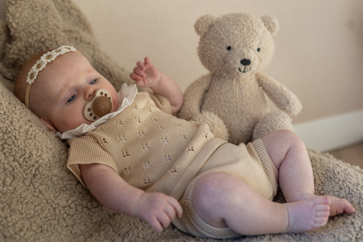 Knitted set baby girl - beige