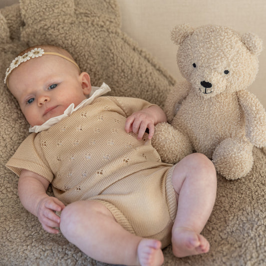Knitted set baby girl - beige