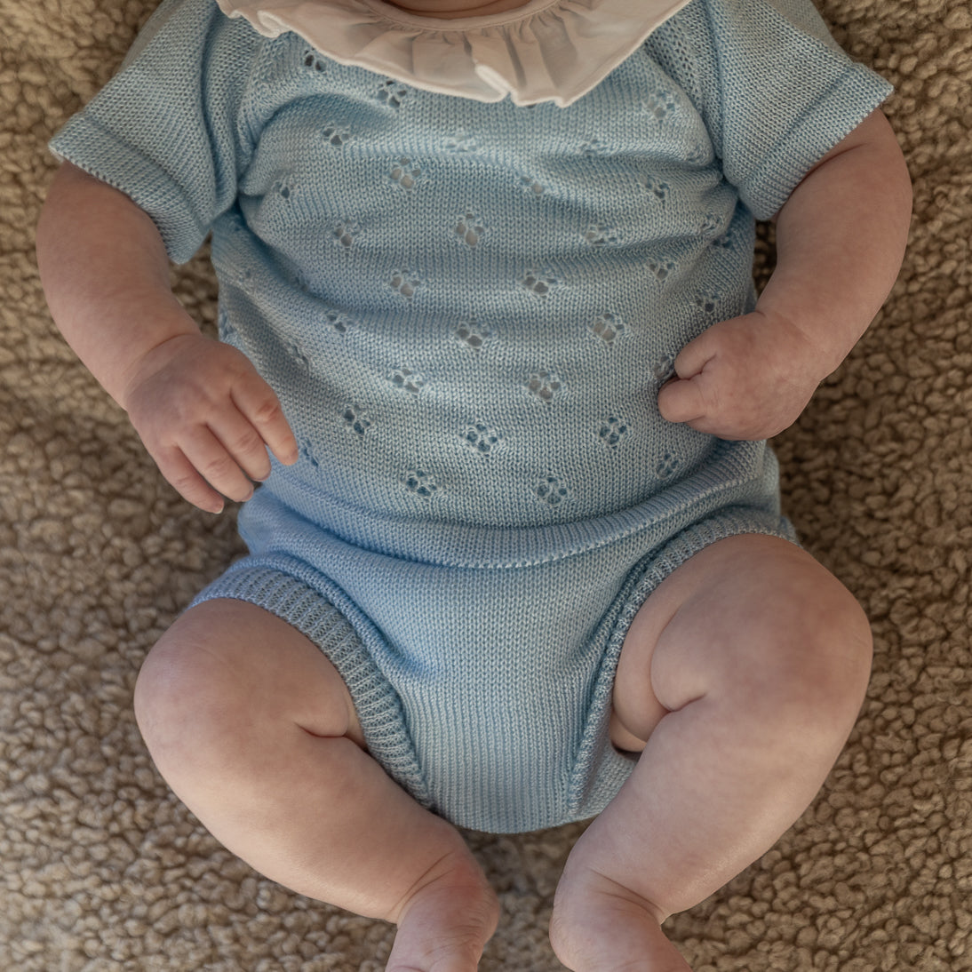 Knitted baby girl set - light blue