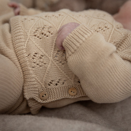 Knitted baby set - beige