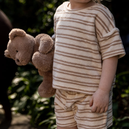 Quincy Mae - terry set - oat stripe