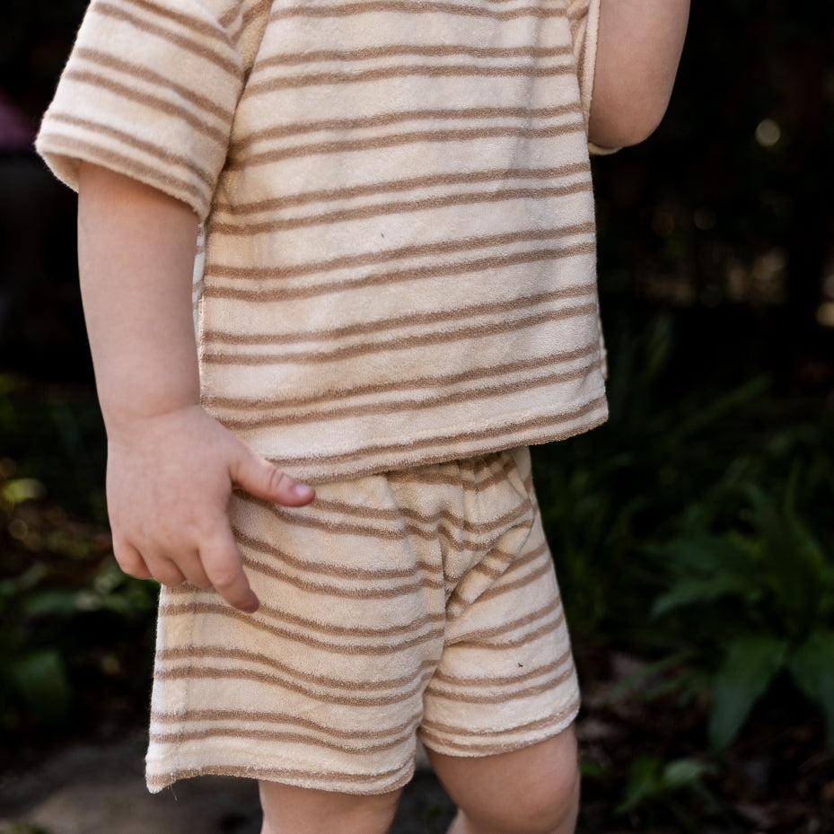 Quincy Mae - terry set - oat stripe