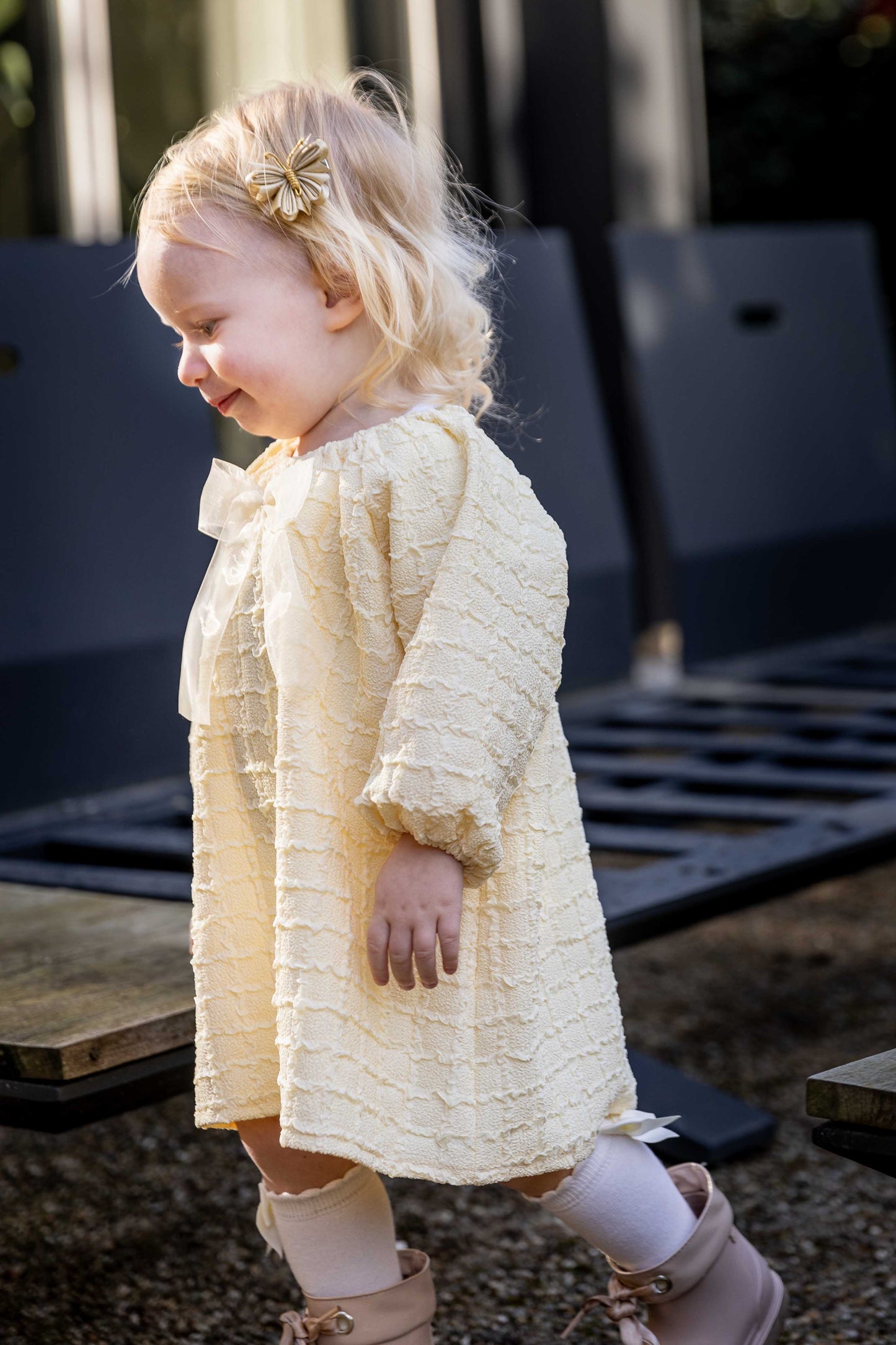 Margaret Ribbon dress ~ light yellow
