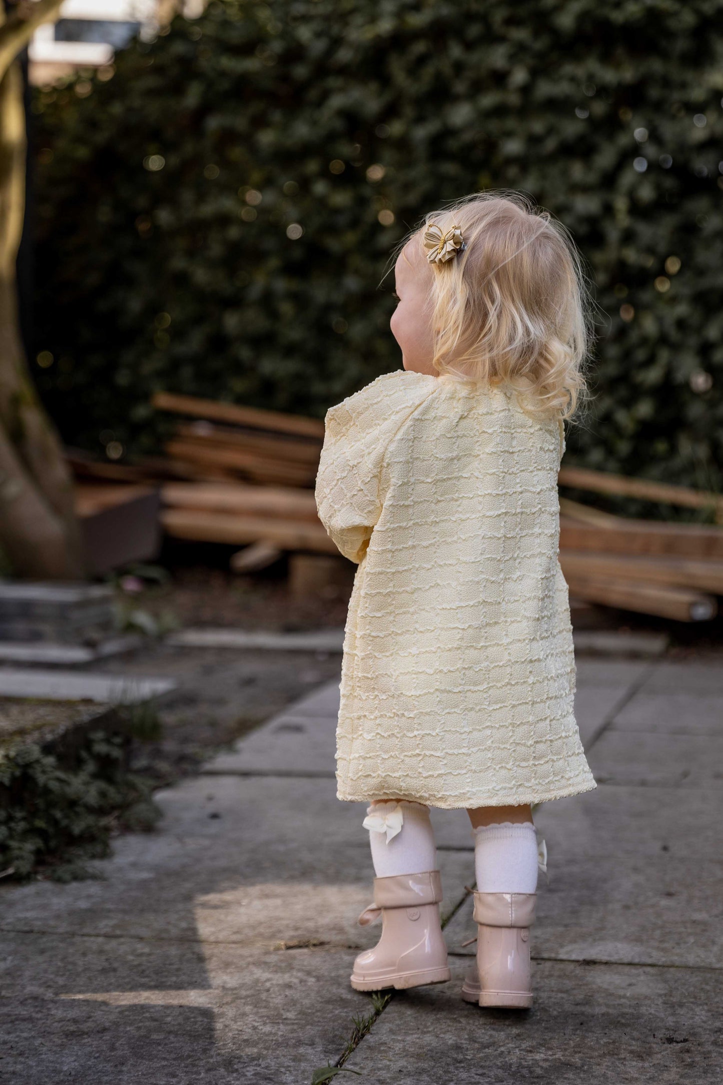Margaret Ribbon dress ~ light yellow