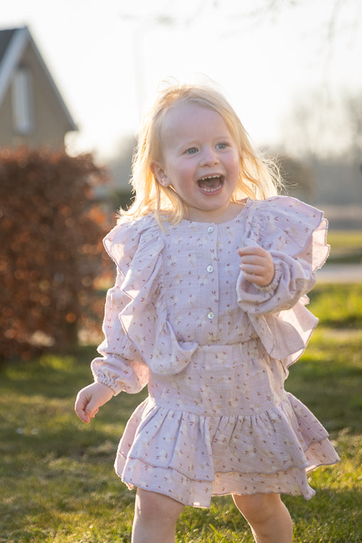 Navy Natural - mousseline skirt Keet - rose flower