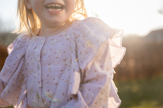Navy Natural - mousseline blouse Miley - rose flower