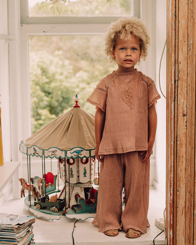 Baje Studio - crincle woven pants Giao - rose amber